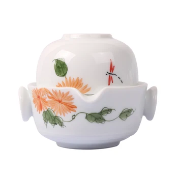 

Ceramics Hand Painted Kung Fu Tea set Include 1 Pot 1 Cup, elegant gaiwan,Beautiful and easy teapot kettle.Coffee Cup set