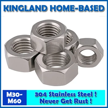 

304 Stainless Steel Fasteners DIN934 Hex Nut Metric Thread M30-M60 Hexagon PC Electronic Accessories Tools LM001