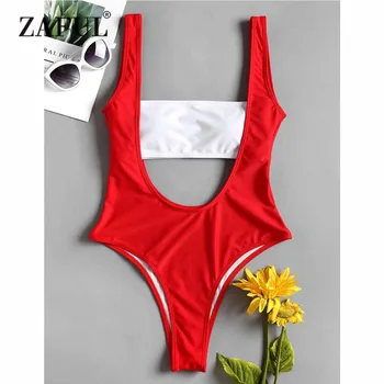 

ZAFUL Bikini Tube Top and High Leg Swimwear Women Swimsuit Two Piece Scoop Neck High Waist Swimsuit Padded Bathing Suit Biquni