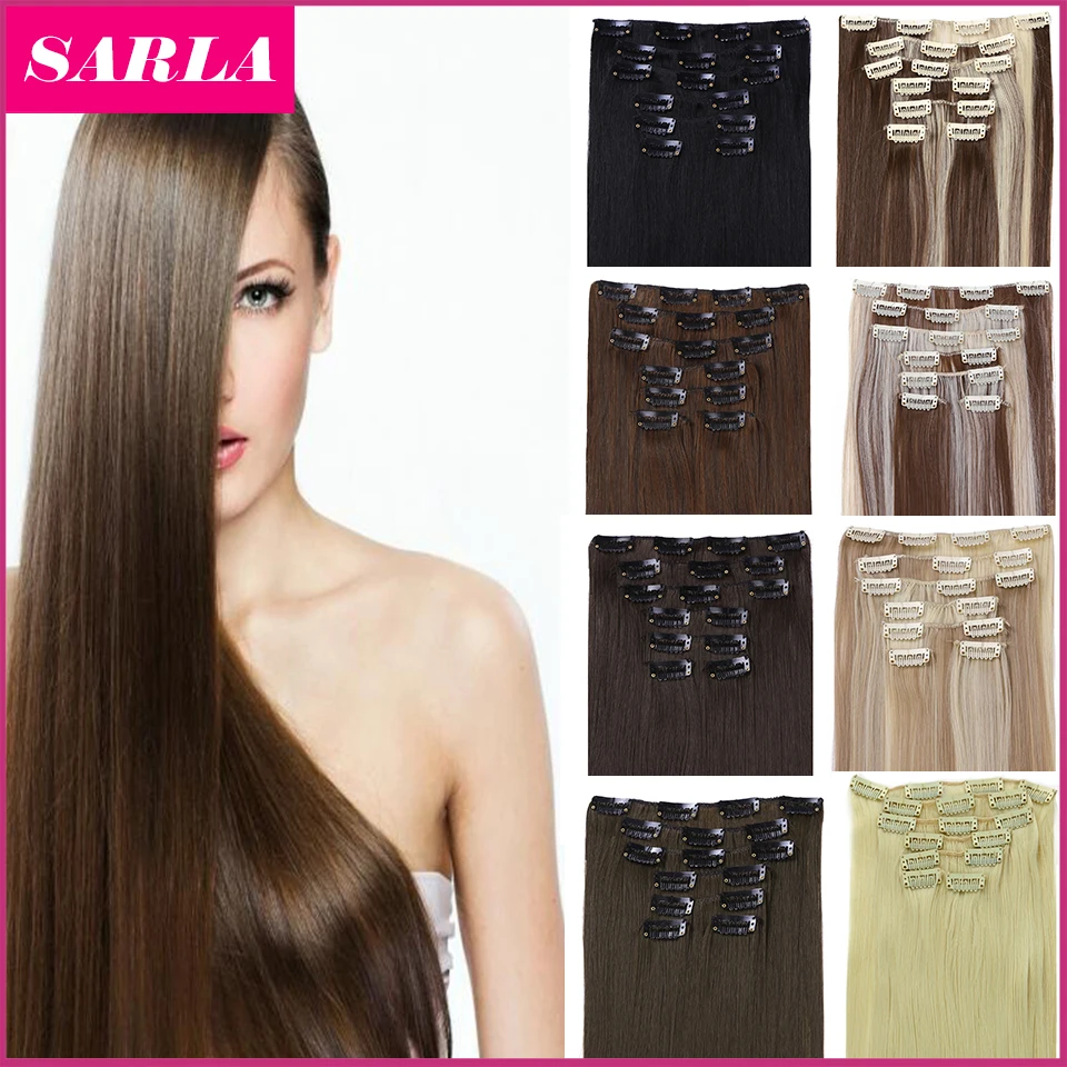 21 Colors 150g 22 7pcs/set Synthetic Clip In Hair Extensions Heat Resistant Hairpiece Long Straight Natural Hair Extension 777