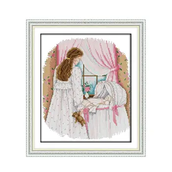 

Baby Baby and Mom's Bedroom Warm Screen Handmade Cross Stitch Kit Great Mother Love Manual Embroidery Decorative Painting