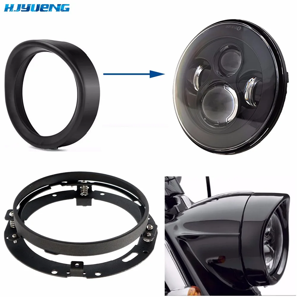 7inch Black Headlight Trim Ring Bezel for Harley Motorcycle Accessories