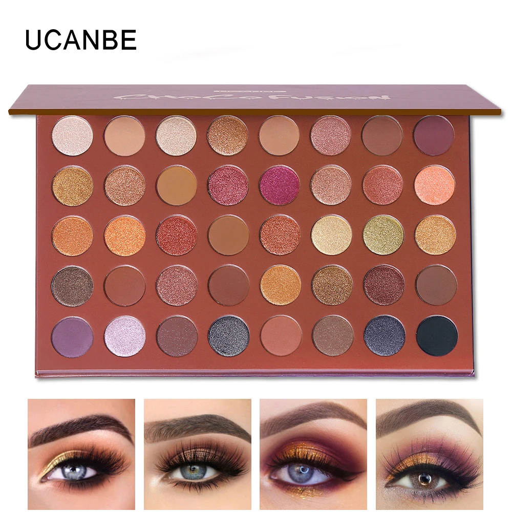 

UCANBE 40 Colors Artist Bronzer Eye Shadow Makeup Palette Matte Shimmer Metallic Eyeshadow Pressed Glitter Pigmented Powder