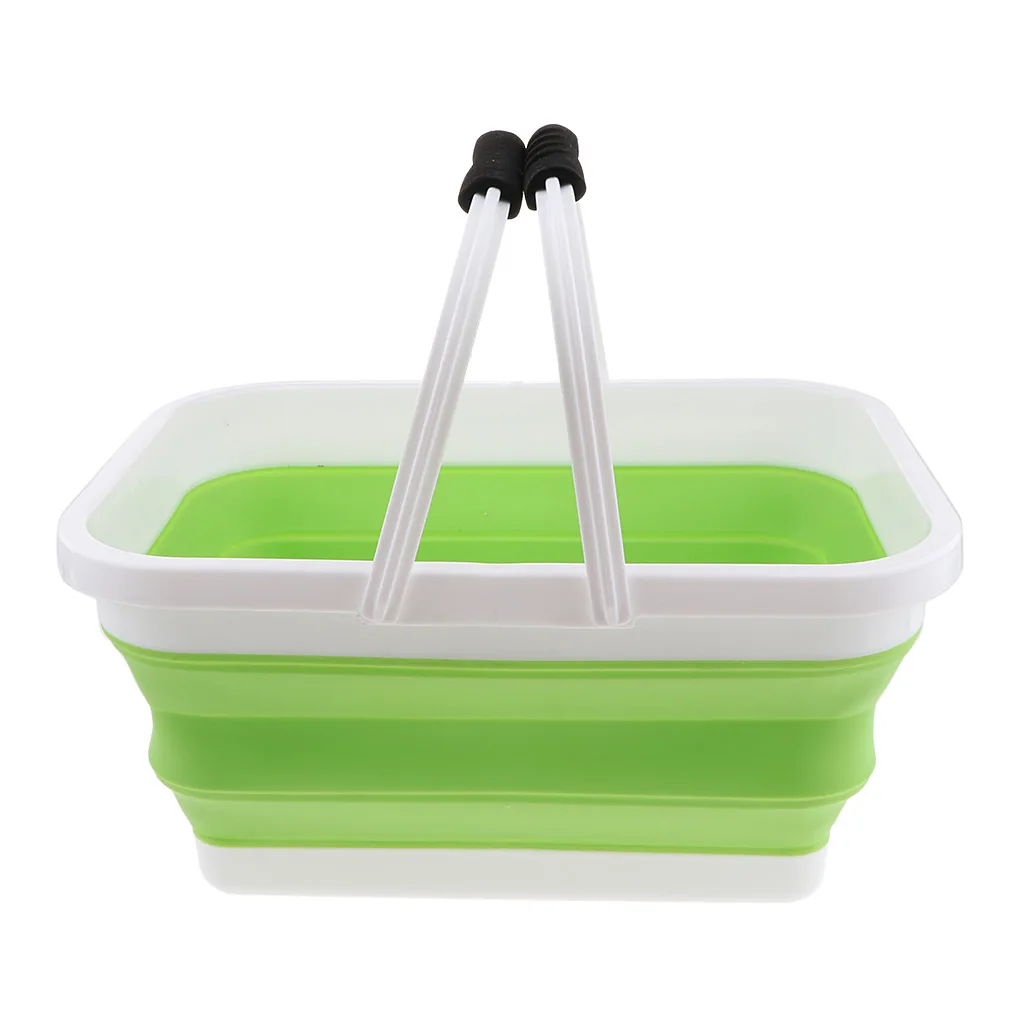 Portable Folding Silicone Square Bucket Cleaning Tools Laundry Basket Water Storage Basin Vegetable Fruits Basket Accessories