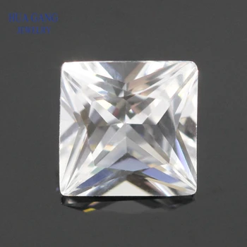 

White Corundum Stones Square Shape Princess Cut Synthetic Corundum Gems Stones For Jewelry Size 1.5x1.5~10x10mm Free Shipping