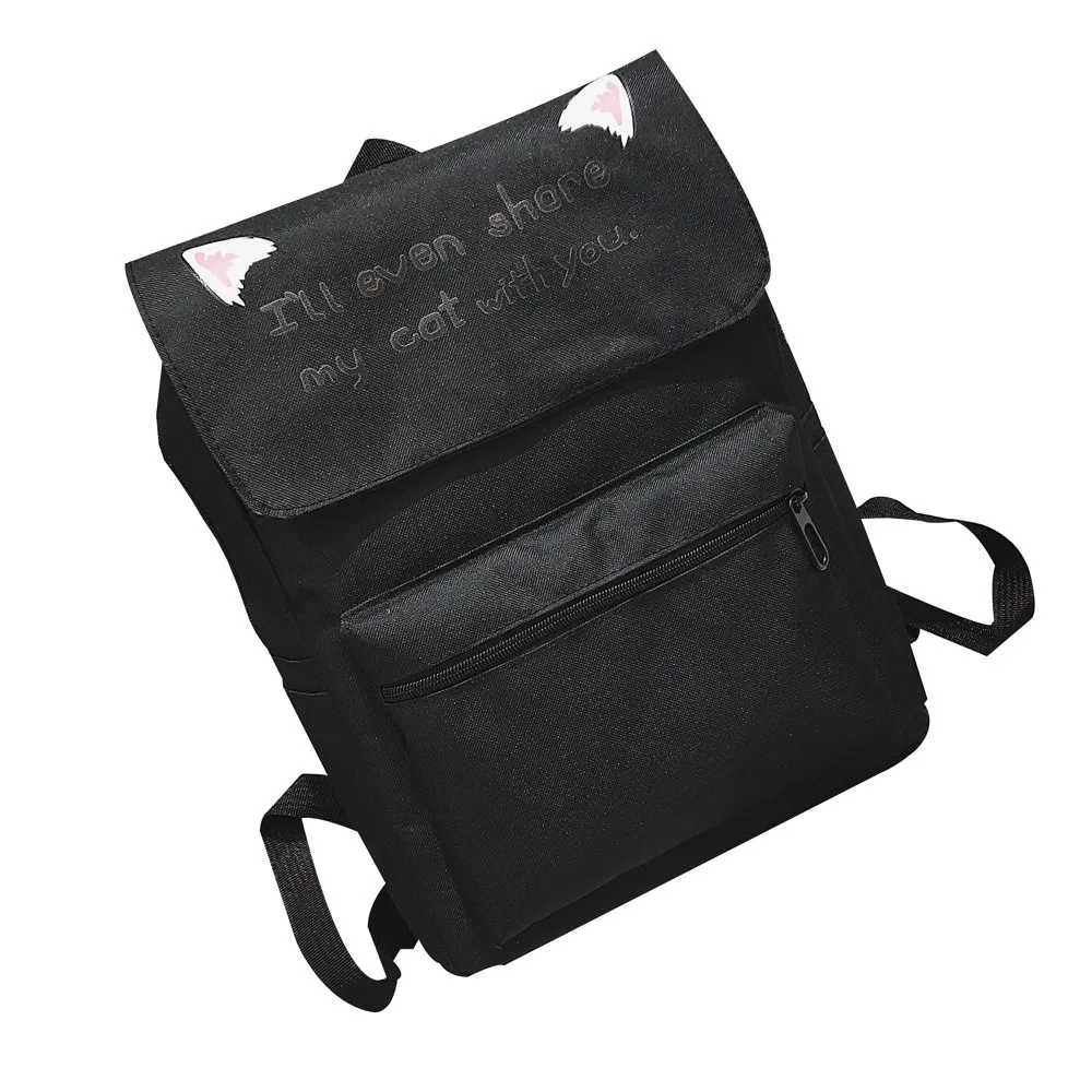 

ISHOWTIENDA Unisex Cat Ear Backpack Shoulder Crossbody Bag Travel Bag Student Bag mochila feminina