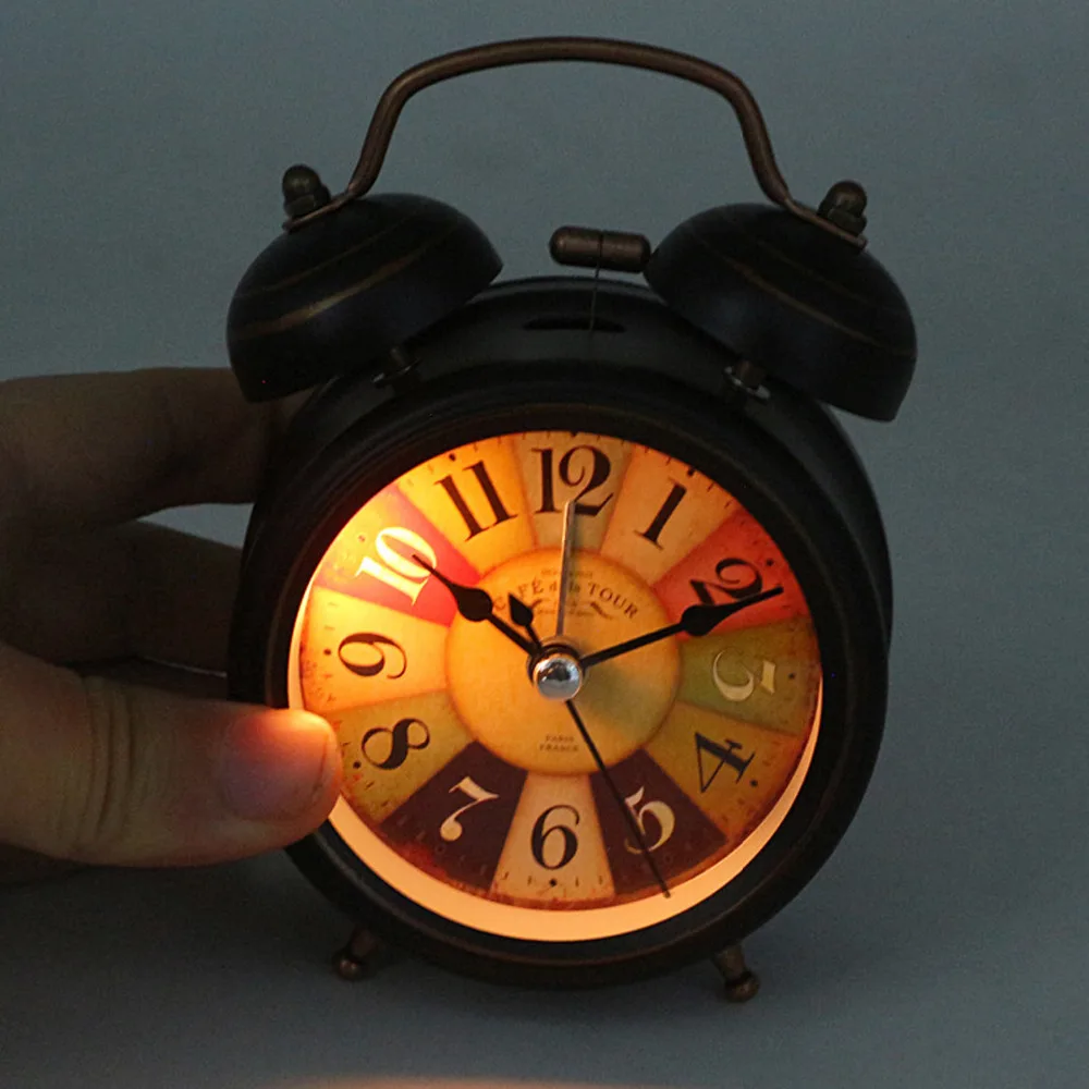 Gosear Mini Classic Vintage Twin Bell Alarm Clock Silent Non-ticking Clock with Night Light for Bedside Dormitory Office Table Gosear Mini Classic Vintage Twin Bell Alarm Clock Silent Non-ticking Clock with Night Light for Bedside Dormitory Office Table