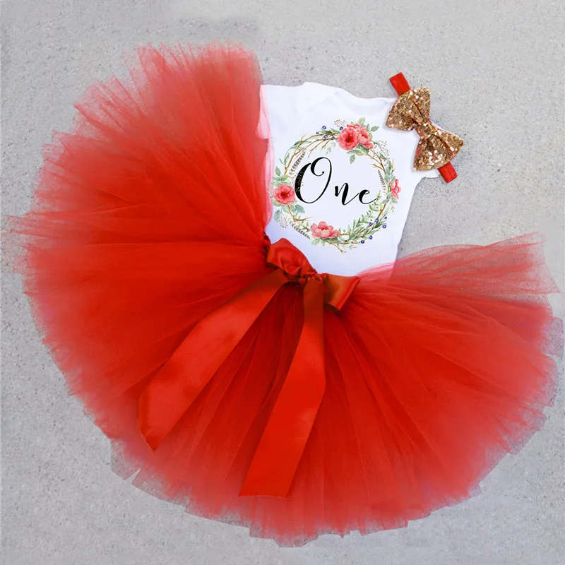 1 год Платье для маленьких девочек платье-пачка принцессы для девочек tolldler детская одежда крестильное платьице для малышей 1st одежда на первый день рождения vestido de bebes кукла трансфер - Цвет: 3-red