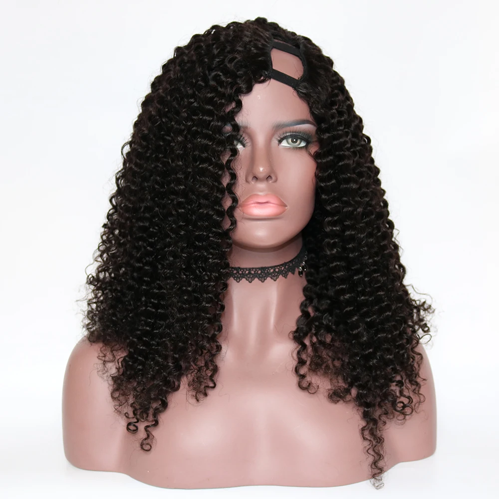 Eversilky Kinky Curly U часть парик их натуральных волос парики бразильские волосы remy 150% плотность кудрявые средняя крышка левая часть Upat парики