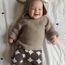 Свитер для девочек; осенняя одежда с кроликом для девочек; Верхняя одежда для малышей; зимняя одежда