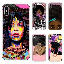 Fashion Afro Girls Melanin Quwen Transparent Hard PC Phone Cases Cover For iPhone 5 5S SE