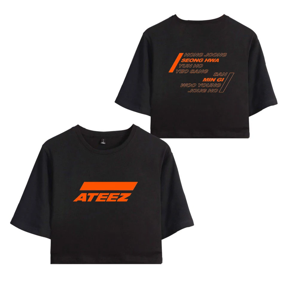 

FADUN TOMMY ATEEZ Tops Crops Print Summer Shorts T-shirt Women Sexy Pop Clothes 2019 Hot Sale Casual Harajuku Plus Size XXL