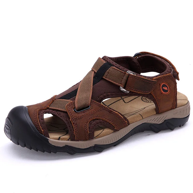 Mens Sandals Outdoor Genuine Leather Summer Cool Light Weight Beach ...