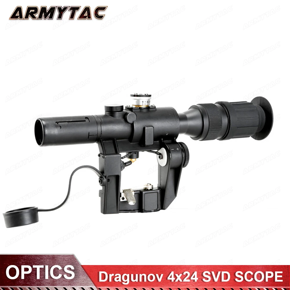 

optics Dragunov 4x24 SVD First Focal Plane Sniper Rifle Scope Fit AK 47 red Illuminated Sight Rifle Scope