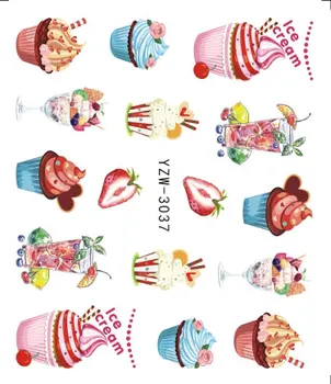 

Delicious Cake Ice Cream Nail Sticker Chocolate Sweet Dessert Pattern Decals Nail Art Water Transfer Sticker