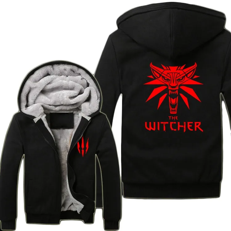 

Game The Witcher 3 Wild Hunt Wolf Head Hoodies Super Warm Fleece Winter Zip up Printing Coats Sweatshirts US Size S-3XL