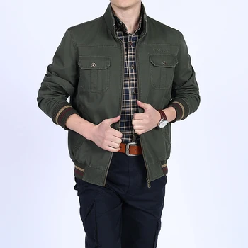 

Plus size 8XL men's Spring jacket stand collar cotton casual middle-aged chaquetas hombre military men jacket coat mens clothing