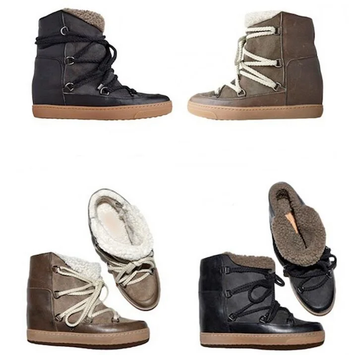 Женские зимние ботинки; высококачественные ботильоны на меху со шнуровкой; теплые зимние ботинки; повседневная обувь на танкетке, визуально увеличивающая рост; кроссовки