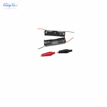 50Pcs 1xAA Battery Case Holder Socket Wire Junction Boxes With Wires, Black+Red Crocodile Alligator Clip