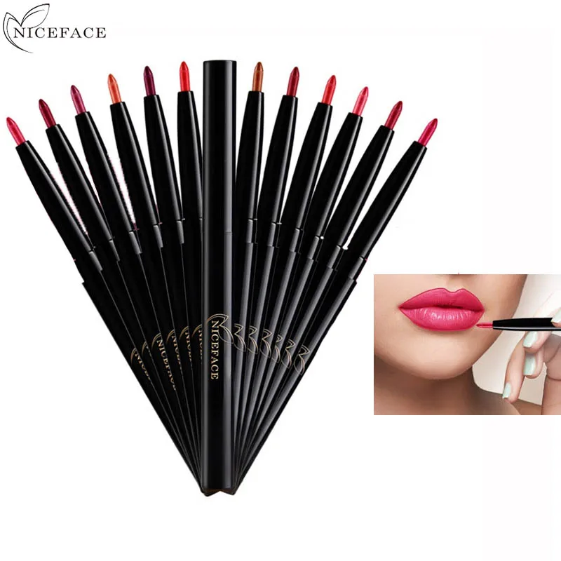 

Niceface New Long Lasting Lip Liner 12 Colors Cosmetics Waterproof Pigment Sexy Red Purple Contour Matte Lips Pencil Makeup 1 PC