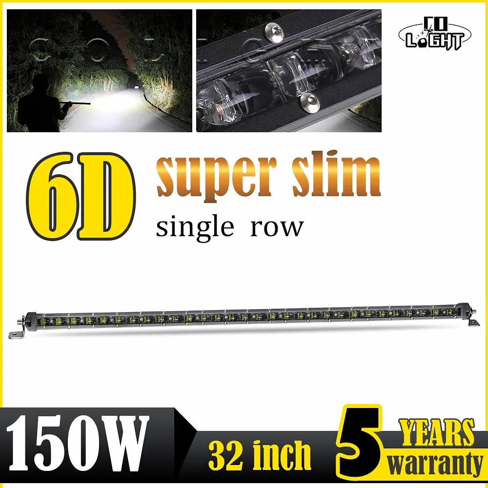 

CO LIGHT Super Slim 32Inch 6D Led Light Bar 150W Single Row Offroad Auto Work Driving Light for Lada Toyota Jeep Niva 4x4 12V24V