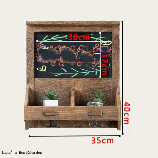 nice color solid wall mounted wooden shelf with blackboard (5)