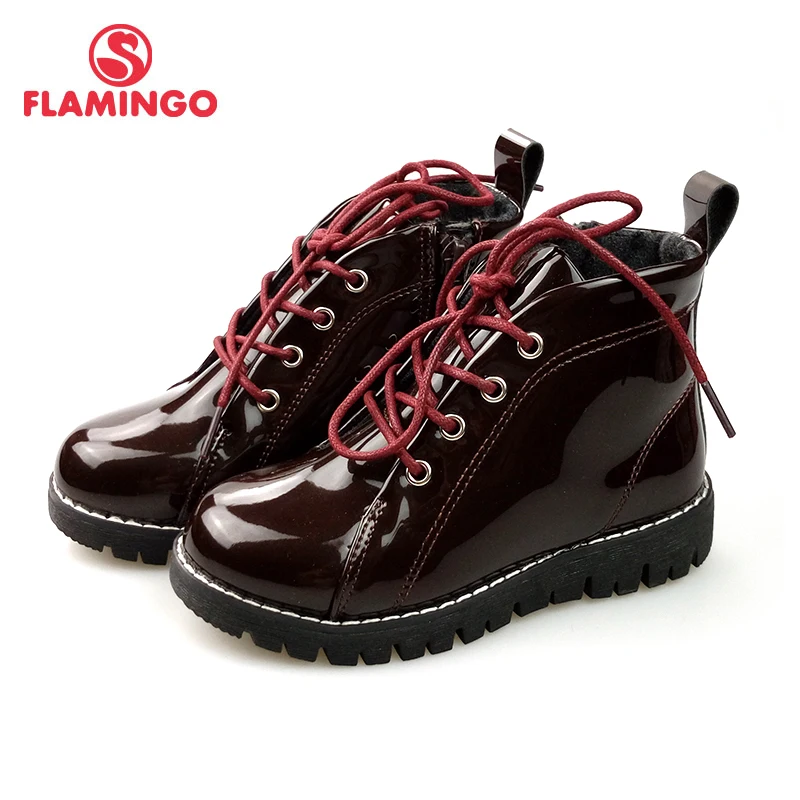 FLAMINGO Russian brand autumn/winter fashion kids boots high quality Bright leather anti-slip kids shoes for girl 82B-MLB-0914