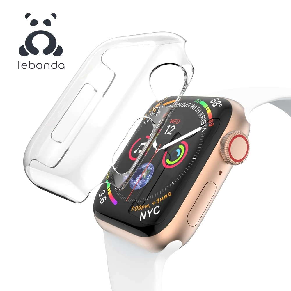 

Lebanda Cover for apple watch 5 4 3 2 1 case for iwatch screen protector bumper hard PC transparent 38 40 42 44mm clear slim-fit