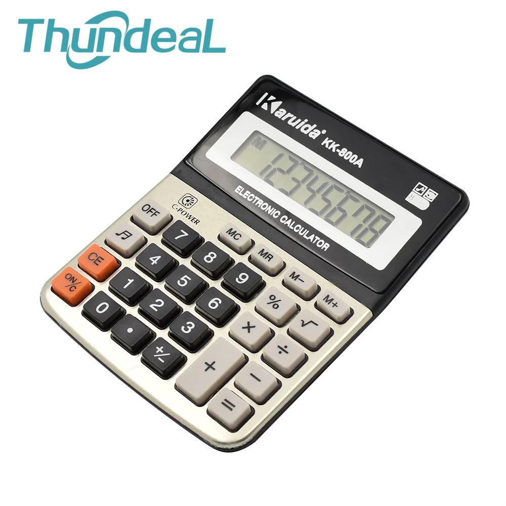 

Portable Electronic Scientific Calculator 8 Digital Display Metal Panel Desktop Calculator for Financial/Study/Work with Battery