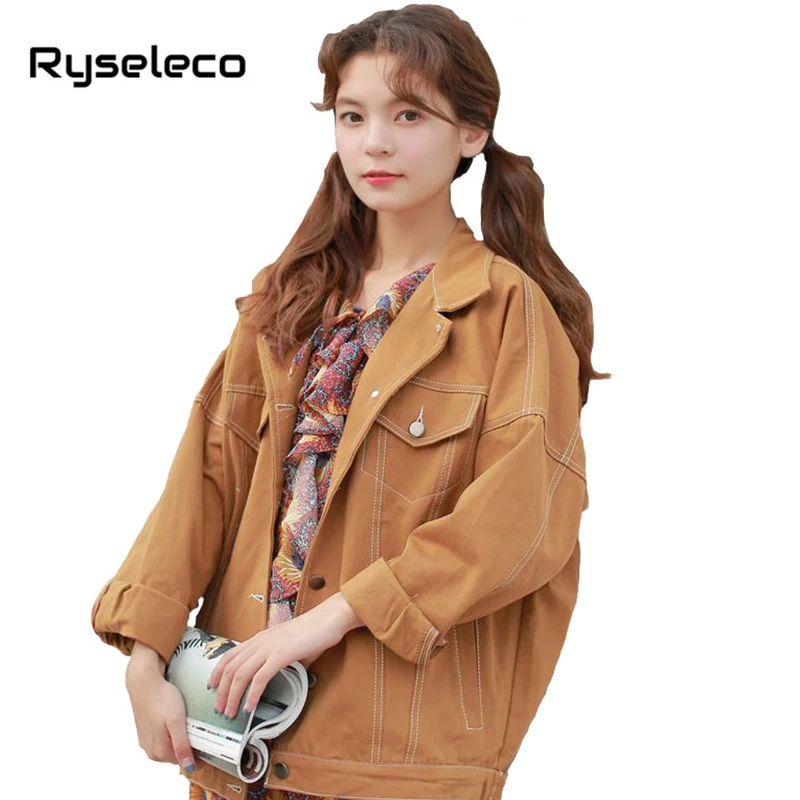 Ryseleco Novelty Design Candy Color Long Sleeve Jeans Jackets Outwear