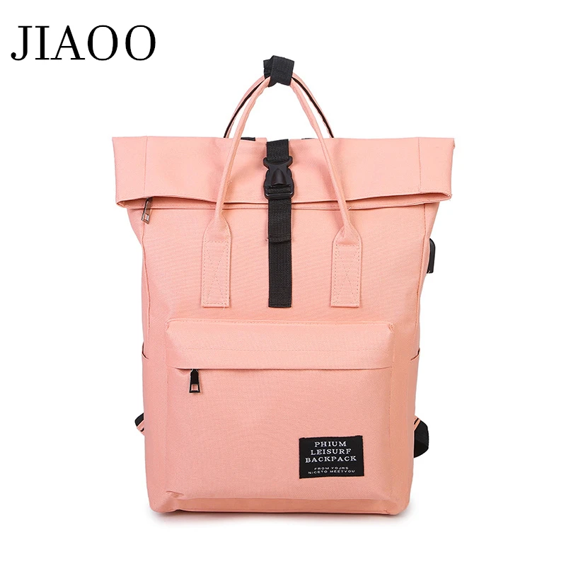 

JIAOO large capacity canvas backpack girls student school laptop backpack casual fashion backpack bags for women usb bag mochila