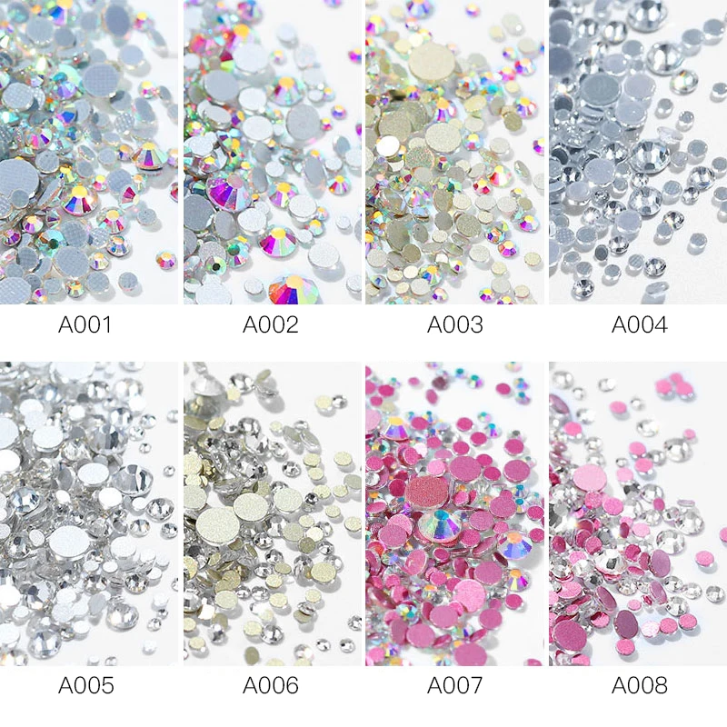 Стразы для ногтей смешанного размера из кристально чистого стекла, плоские Стразы для ногтей, сделай сам, кончики для ногтей, 3D дизайн ногтей, маникюрные украшения, очаровательные аксессуары