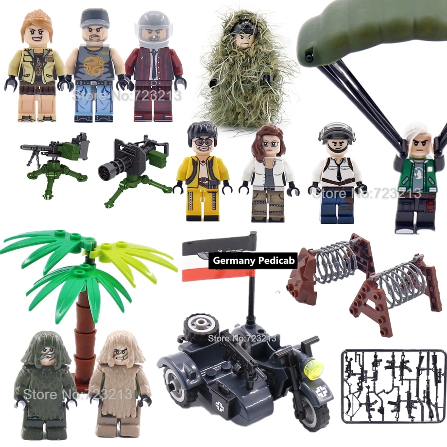 

PUBG Single Sale SWAT Weapon Game Military Figure Parts MOC Accessories M2 Machine Gatling Gun Model Building Blocks Brick Toy