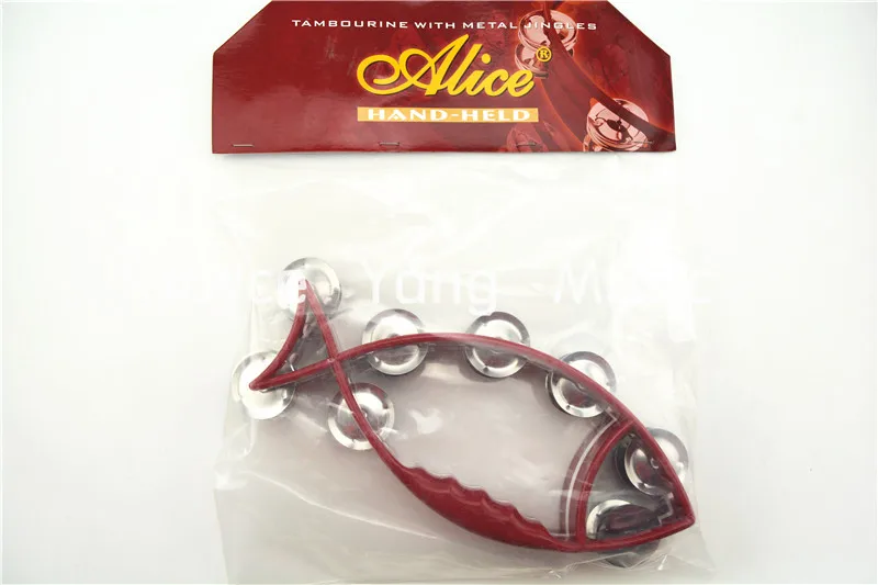 Alice Double Jingles Fish Shape Tambourine Percussion Handbell Tambourine