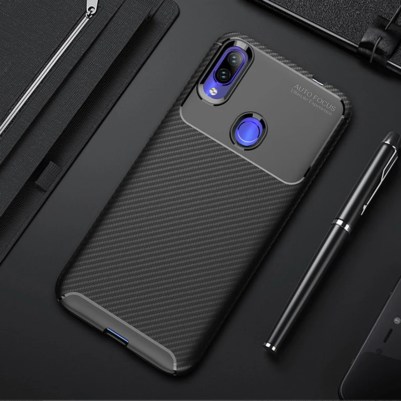 

Hacrin Case For Xiaomi Redmi 7 Case Soft Silicone Cover Shockproof Carbon Fiber Protective Bumper Back Cover for Redmi 7 Case