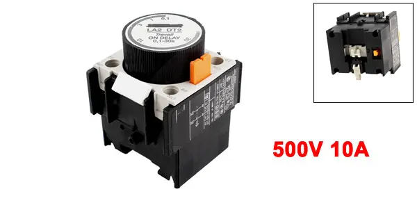 LA2 DT2-C 500V 10A 1NO 1NC Time Delay Relay Auxiliary Contact Block 0.1-30s