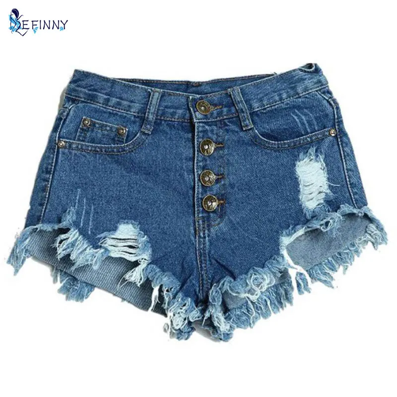 Summer Denim Shorts Women Vintage Club Sexy Hip Hop Skull Patch Ripped Shorts