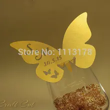 Индивидуальная, для бокала карты именные карточки на стол Золотая Бабочка Место карты.(20+) на заказ свадебные карты. pc001