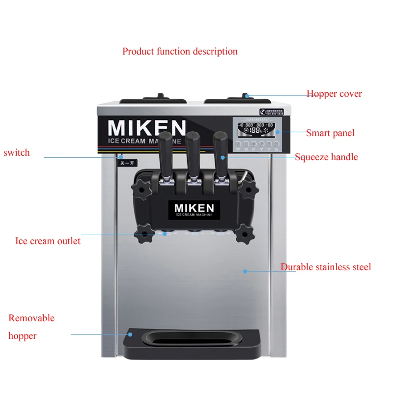 

2+1 mixed flavours Table top frozen yogurt ice cream machine and Soft Serve Ice Cream Machine