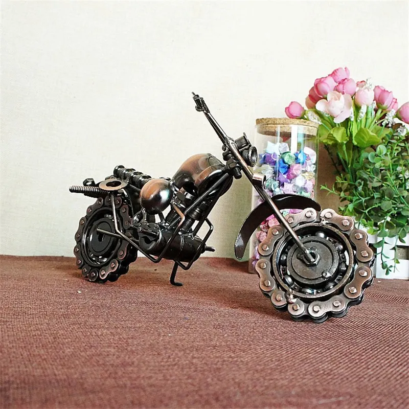 Домашний декор Классический металлический мотоцикл модель ручной работы фигурки Металлические ремесла украшения фотографии подарки предметы домашней мебели