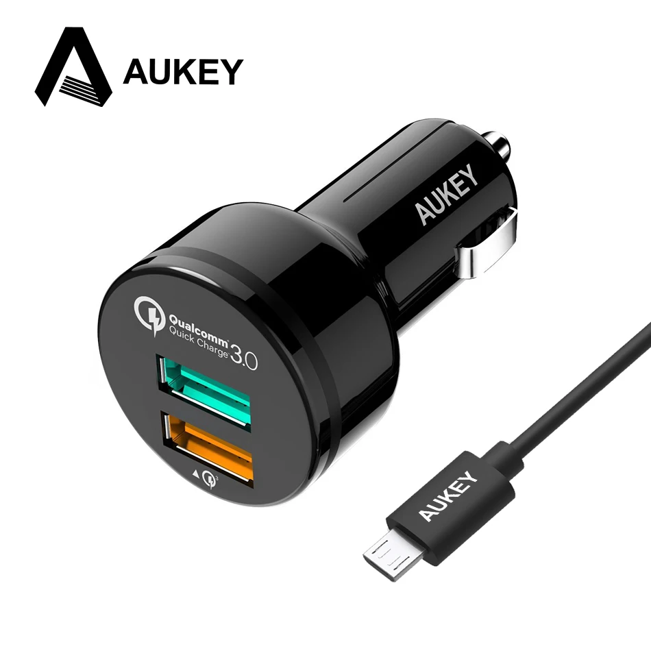 AUKEY Car Charger Quick Charge 3.0 USB Phone Car-Charger with 1m Micro Usb Cable