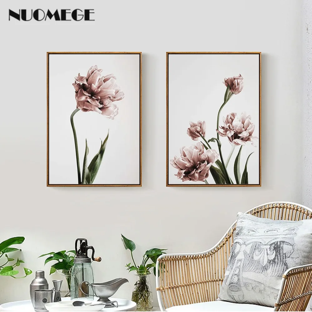 Nordic Minimalist Tulip Flower Poster Modern Print Home Decor Canvas Painting 