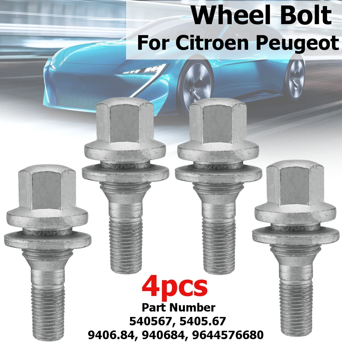 2/4 Pcs 17mm Alloy Wheel Bolts Flat Seat Washer For Peugeot 1007 206