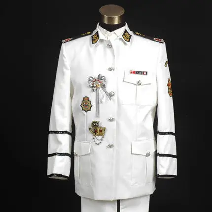 Newest Retro Palace wind White long Sleeves Navy Singer