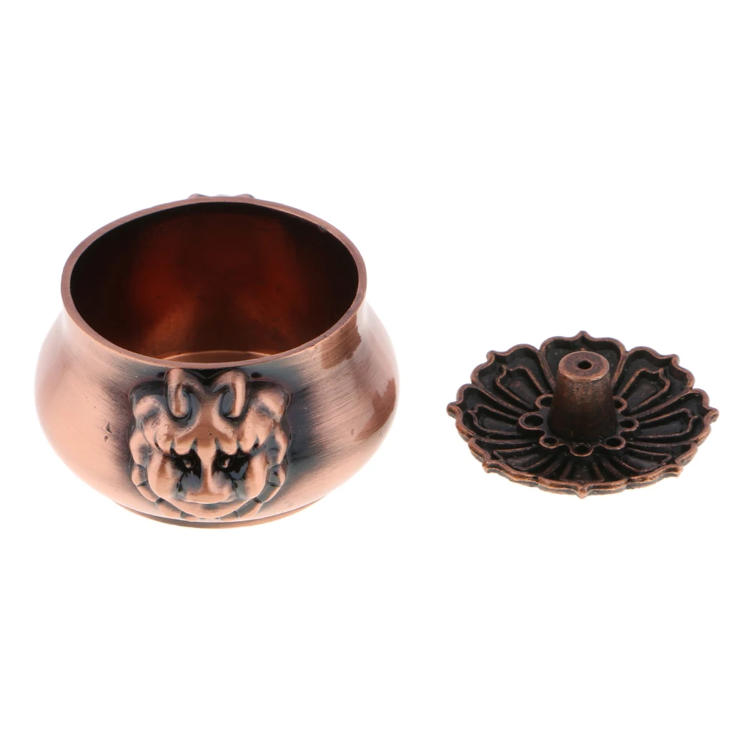Vintage Copper Alloy Incense Burner Stick Holder Incense Base Bowl Home Tea House Decoration