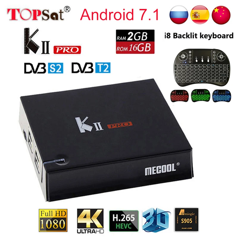 

MECOOL KII Pro Android TV Box Android 7.1 DVB T2 DVB S2 Amlogic S905D Quad-core 4K Media player support Clines iptv set top box