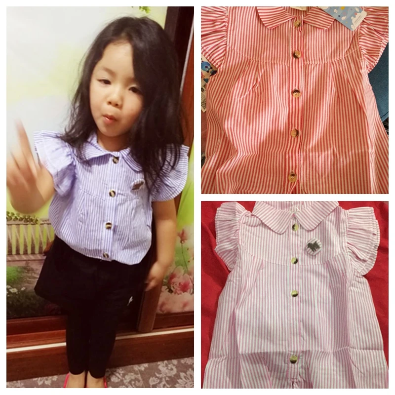 2018 Summer Stripe Butterfly Sleeve Girls Clothing Baby Child Short-Sleeve Shirt (6)2018 Summer Stripe Butterfly Sleeve Girls Clothing Baby Child Short-Sleeve Shirt (7)