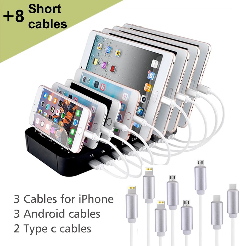 

Evfun USB Charger Station 8 Port Charger Station Multi Device Charger Universal for iPhone Cell Phone Tablet and Android Devi