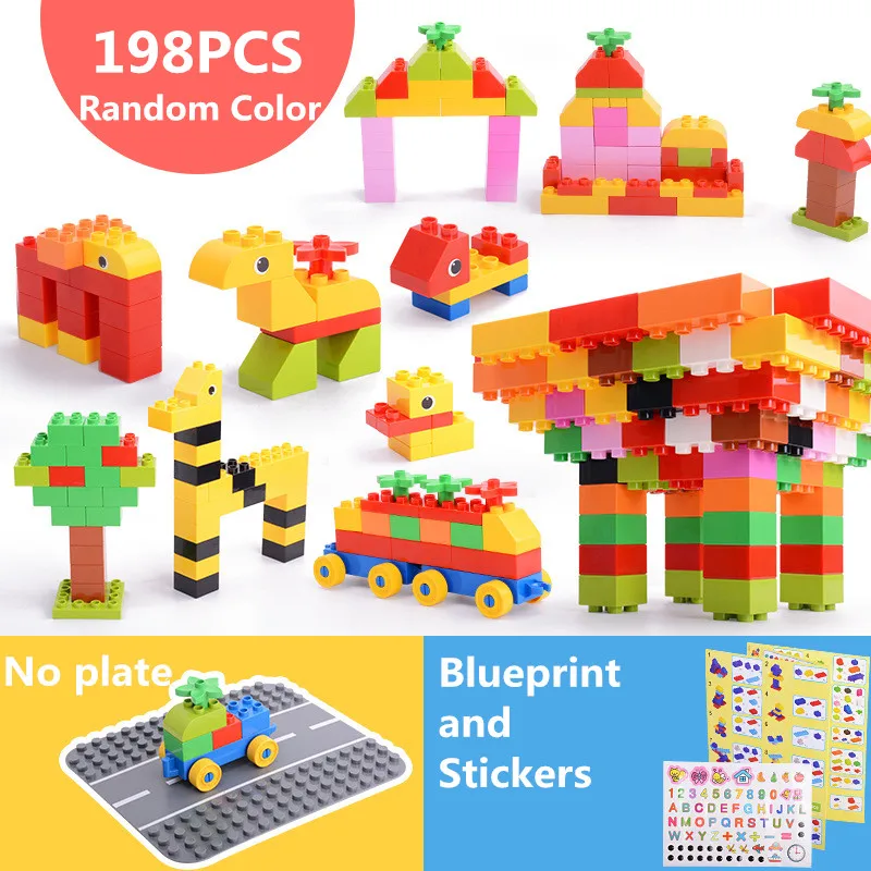 

Diy 198pcs Big Size Baby legoing Building Blocks Bricks City Creative Compatible With Duploe Educational Toys For Children Gifts
