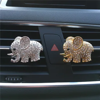 

New High-grade Diamond Crystal Elephant Car Perfume Clip Lady Car Styling Air Outlet Accessories Air Freshener Styling